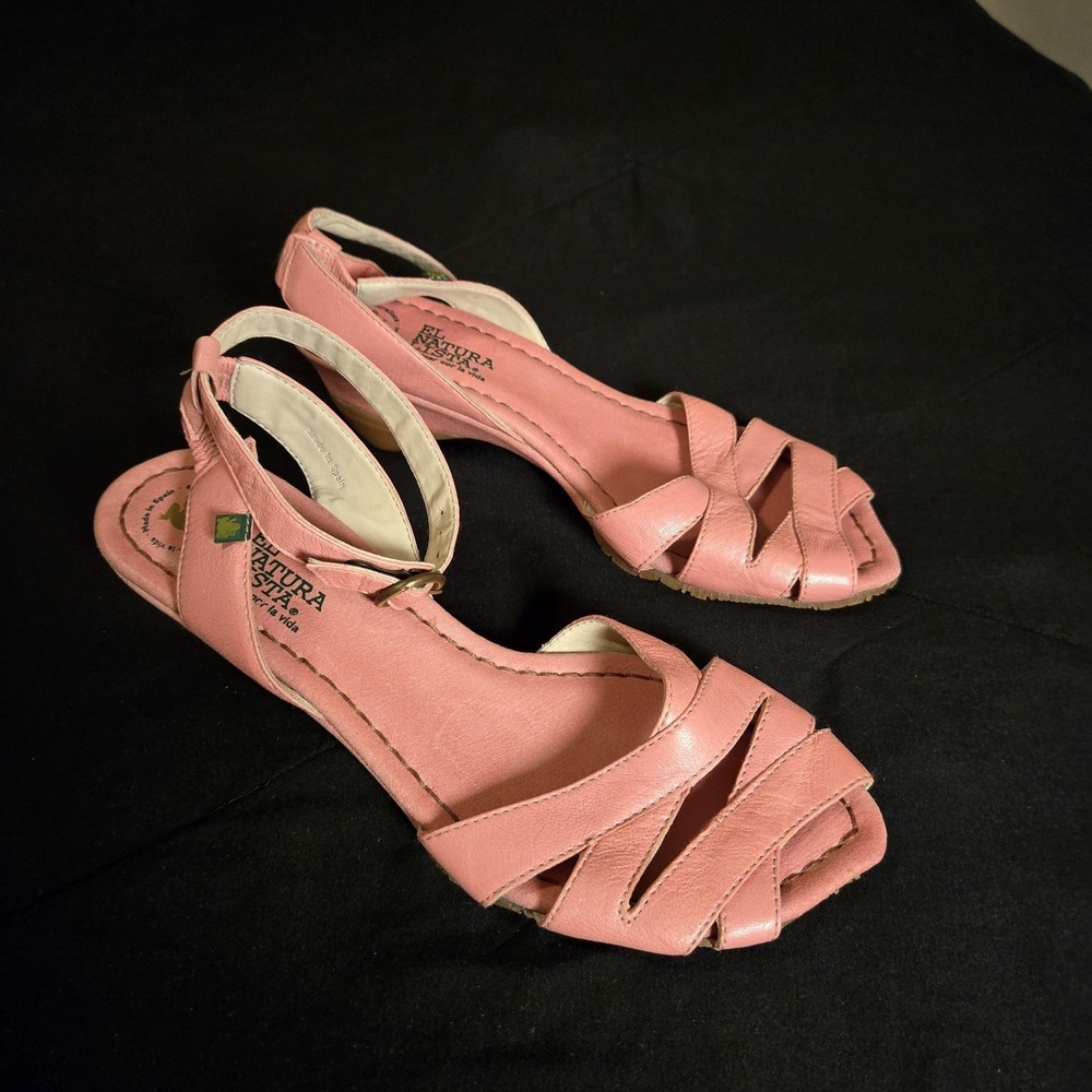 El Naturalista Sandals Womens Size 10 Pink Leather Slingback Low Heel 501 Spain